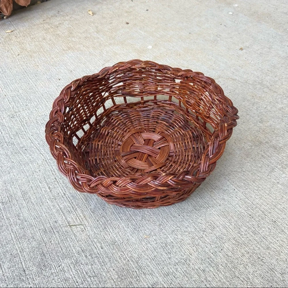2 Brown Wicker Baskets 7”x2.5”